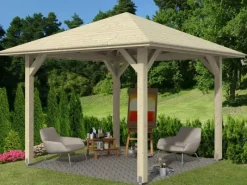 Skan Holz Gartenlauben|Holz-Pavillon Cannes 1 unbehandelt 294 cm x 294 cm