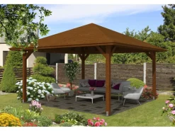 Holz-Pavillon Cannes 3 lasiert 424 cm x 424 cm*Skan Holz Online