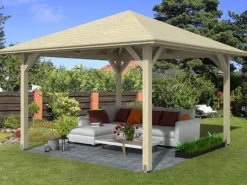 Skan Holz Gartenlauben|Holz-Pavillon Cannes 2 unbehandelt 359 cm x 359 cm