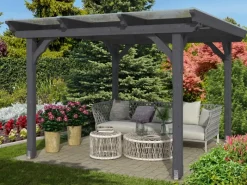 Skan Holz Gartenlauben|Holz-Pavillon Marseille lasiert 274 cm x 304 cm