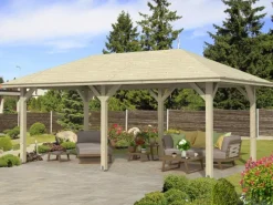 Skan Holz Gartenlauben|Holz-Pavillon Orleans 1 unbehandelt 294 cm x 576 cm