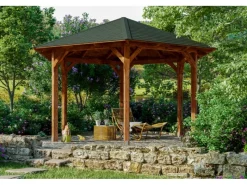 Skan Holz Gartenlauben|Pavillon Colmar 3 aus Douglasie Ø 480 cm Nuss