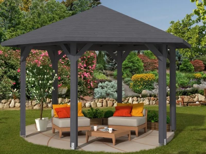 Skan Holz Gartenlauben|Pavillon Nancy 3 Leimholz 480 cm x 416 cm