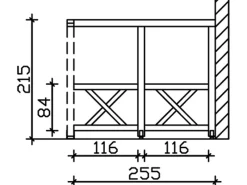 Seitenwand Andreaskreuz (WA) 255 x 210 cm Fichte Schiefergrau*Skan Holz
