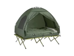 SoBuy Campingzubehör|Feldbett 4in1-Zelt mit Campingliege Grün OGS32-GR