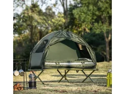 SoBuy Campingzubehör|Feldbett 4in1-Zelt mit Campingliege Grün OGS32-GR