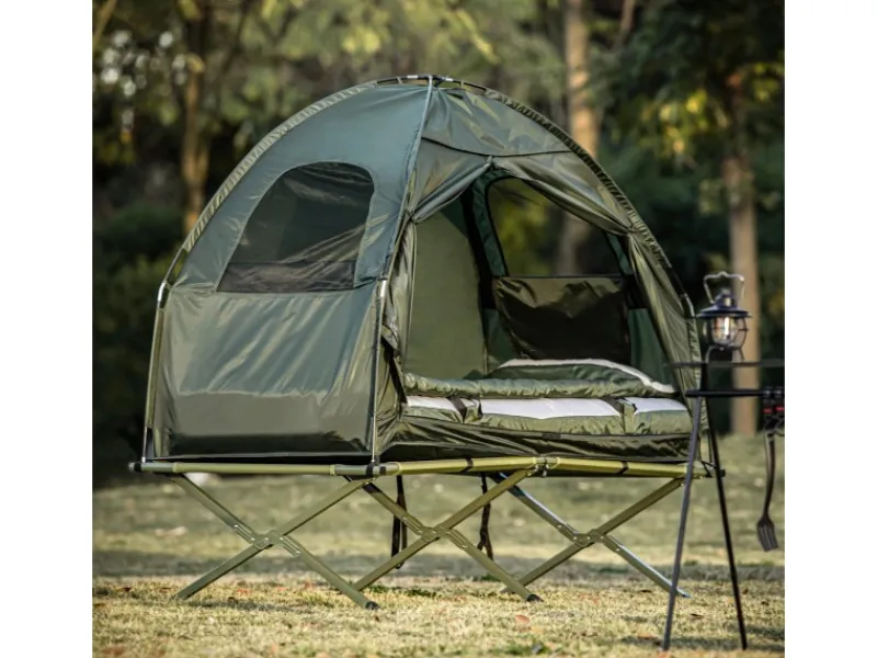 SoBuy Campingzubehör|Feldbett 4in1-Zelt mit Campingliege Grün OGS32-GR