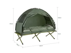 SoBuy Campingzubehör|Feldbett 4in1-Zelt mit Campingliege Grün OGS32-GR