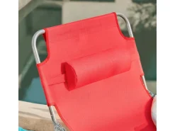SoBuy Sonnenliegen|Gartenliege mit Seitentasche Klappbar Metall Rot OGS35-R