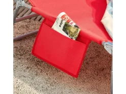 SoBuy Sonnenliegen|Gartenliege mit Seitentasche Klappbar Metall Rot OGS35-R