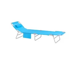 Gartenliege mit Seitentasche Klappbar Metall Blau OGS35-B*SoBuy Outlet