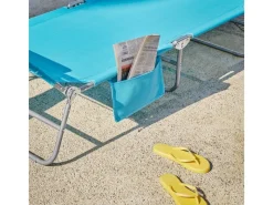 Gartenliege mit Seitentasche Klappbar Metall Blau OGS35-B*SoBuy Outlet