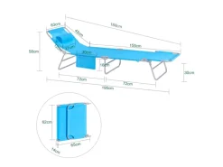 Gartenliege mit Seitentasche Klappbar Metall Blau OGS35-B*SoBuy Outlet