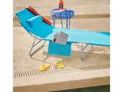 Gartenliege mit Seitentasche Klappbar Metall Blau OGS35-B*SoBuy Outlet