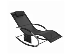 SoBuy Sonnenliegen|Gartenschaukelliege schwarz Metall OGS28-SCH