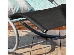 SoBuy Sonnenliegen|Gartenschaukelliege schwarz Metall OGS28-SCH