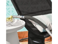 SoBuy Sonnenliegen|Gartenschaukelliege schwarz Metall OGS28-SCH