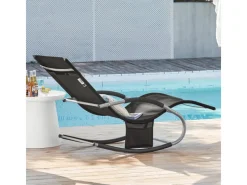 SoBuy Sonnenliegen|Gartenschaukelliege schwarz Metall OGS28-SCH