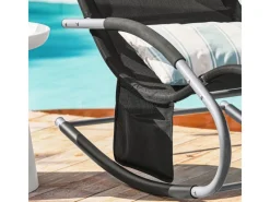 SoBuy Sonnenliegen|Gartenschaukelliege schwarz Metall OGS28-SCH