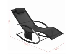 SoBuy Sonnenliegen|Gartenschaukelliege schwarz Metall OGS28-SCH