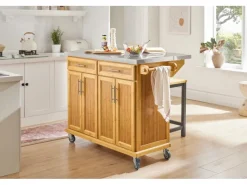 Kücheninsel Küchenwagen Küchenschrank Servierwagen Bambus 115cm FKW69-N*SoBuy New