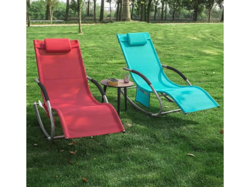 SoBuy Sonnenliegen|Schaukelliege mit Tasche aus Metall und Kunstfasergewebe Türkis OGS28-HB