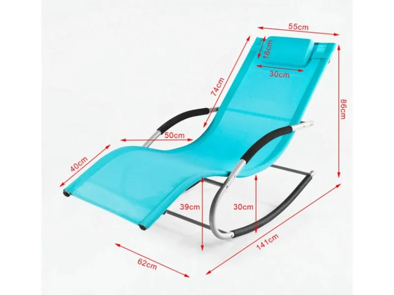 SoBuy Sonnenliegen|Schaukelliege mit Tasche aus Metall und Kunstfasergewebe Türkis OGS28-HB
