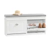 SoBuy Sitzkissen|Schuhbank mit 2 Klappen Schuhkipper Weiß MDF 104cm FSR64-W