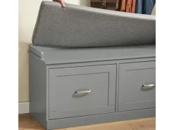 SoBuy Sitzkissen|Schuhbank mit Sitzfläche und 4 Fächern MDF Grau FSR131-HG