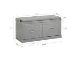 SoBuy Sitzkissen|Schuhbank mit Sitzfläche und 4 Fächern MDF Grau FSR131-HG