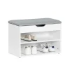 Schuhbank mit Sitzfläche Sitzbank Schuhregal aus MDF 60x43x30cm Weiß-Grau FSR25-HG*SoBuy Hot