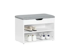 Schuhbank mit Sitzfläche Sitzbank Schuhregal aus MDF 60x43x30cm Weiß-Grau FSR25-HG*SoBuy Hot