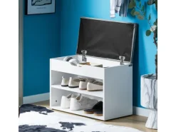 Schuhbank mit Sitzfläche Sitzbank Schuhregal aus MDF 60x43x30cm Weiß-Grau FSR25-HG*SoBuy Hot