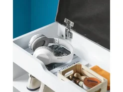 Schuhbank mit Sitzfläche Sitzbank Schuhregal aus MDF 60x43x30cm Weiß-Grau FSR25-HG*SoBuy Hot