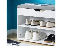 Schuhbank mit Sitzfläche Sitzbank Schuhregal aus MDF 60x43x30cm Weiß-Grau FSR25-HG*SoBuy Hot