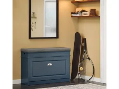 Schuhbank Schmal mit Klappe Garderobenbank mit Sitzkissen Blau FSR82-L-B*SoBuy Hot