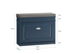 Schuhbank Schmal mit Klappe Garderobenbank mit Sitzkissen Blau FSR82-L-B*SoBuy Hot