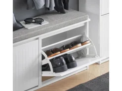 Schuhbank Schmal mit 2 Klappen Garderobenbank mit Sitzkissen FSR98-XL-W*SoBuy Outlet