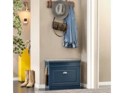 Schuhbank Schmal mit Klappe Garderobenbank mit Sitzkissen Blau FSR82-K-B*SoBuy Clearance