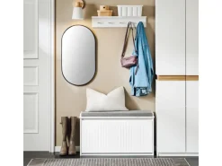 SoBuy Sitzkissen|Schuhbank Schmal mit Klappe Garderobenbank mit Sitzkissen FSR98-L-W