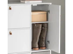 SoBuy Sitzkissen|Schuhkipper mit 3 Klappen Schuhschrank Schuhkommode Weiß FSR107-W