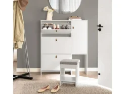 SoBuy Sitzkissen|Schuhkipper mit 3 Klappen Schuhschrank Schuhkommode Weiß FSR107-W