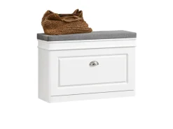 SoBuy Sitzkissen|Schuhkipper mit Sitzkissen und Klappe MDF FSR82-L-W