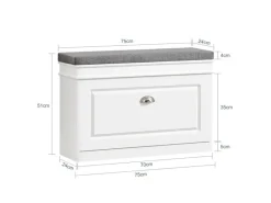 SoBuy Sitzkissen|Schuhkipper mit Sitzkissen und Klappe MDF FSR82-L-W