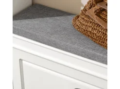 SoBuy Sitzkissen|Schuhkipper mit Sitzkissen und Klappe MDF FSR82-L-W