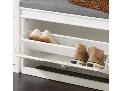 SoBuy Sitzkissen|Schuhkipper mit Sitzkissen und Klappe MDF FSR82-L-W