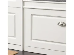 SoBuy Sitzkissen|Schuhkipper mit Sitzkissen und Klappe MDF FSR82-L-W