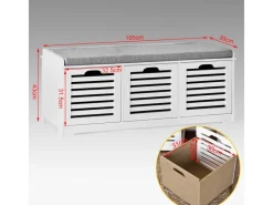 Schuhtruhe mit 3 Körben Weiß Holzwerkstoff 105cm FSR23-W*SoBuy Clearance