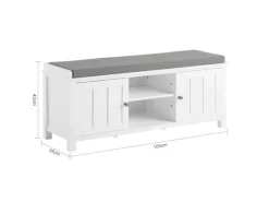 SoBuy Sitzkissen|Sitzbank Garderobenbank mit Sitzkissen Weiß Holzwerkstoff FSR35-W