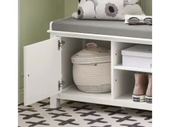 SoBuy Sitzkissen|Sitzbank Garderobenbank mit Sitzkissen Weiß Holzwerkstoff FSR35-W